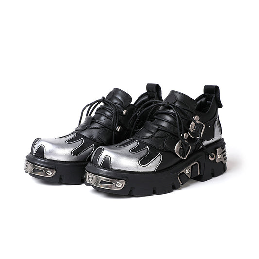 Halloy™ Microfiber Black Punk Platform Shoes