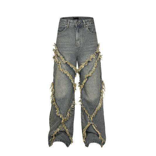 Halloy™ Tassel Edge Patchwork Denim