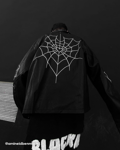 Halloy™ Spider Web Printed Leather Jacket