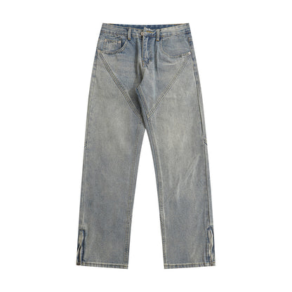 Halloy™ Patchwork Washed Denim Straight Jeans