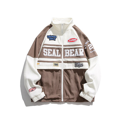 Halloy™ Contrast SEAL BEAR Embroidered Jacket