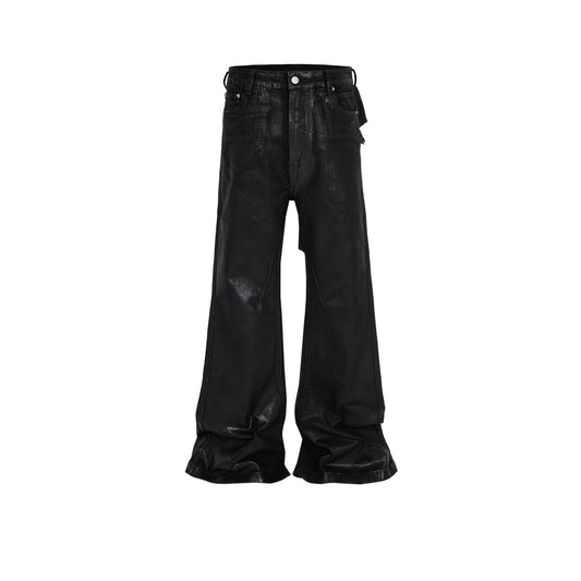 Halloy™ Black Wax Coated Flare Jeans