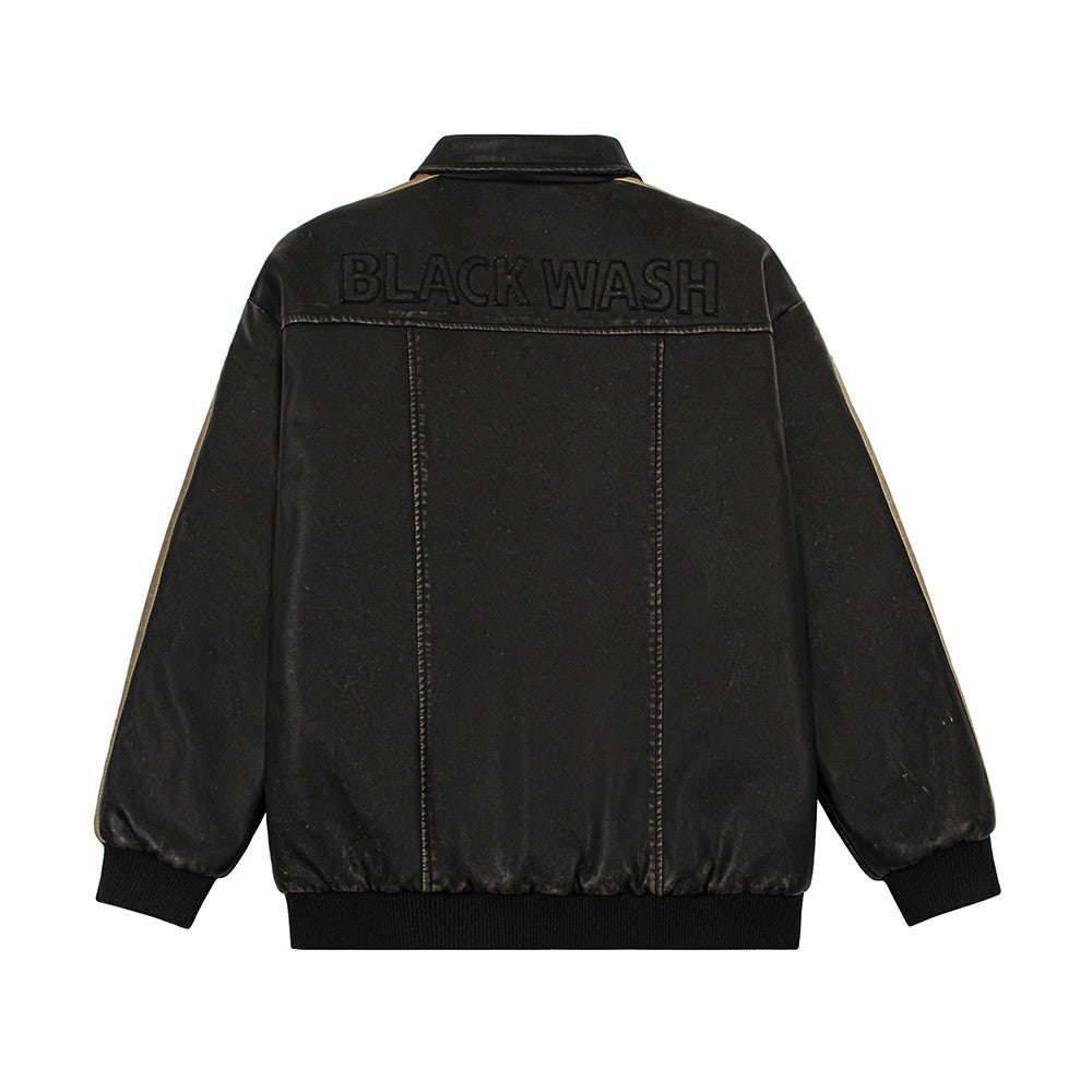 Halloy™ Distressed PU Leather Jacket