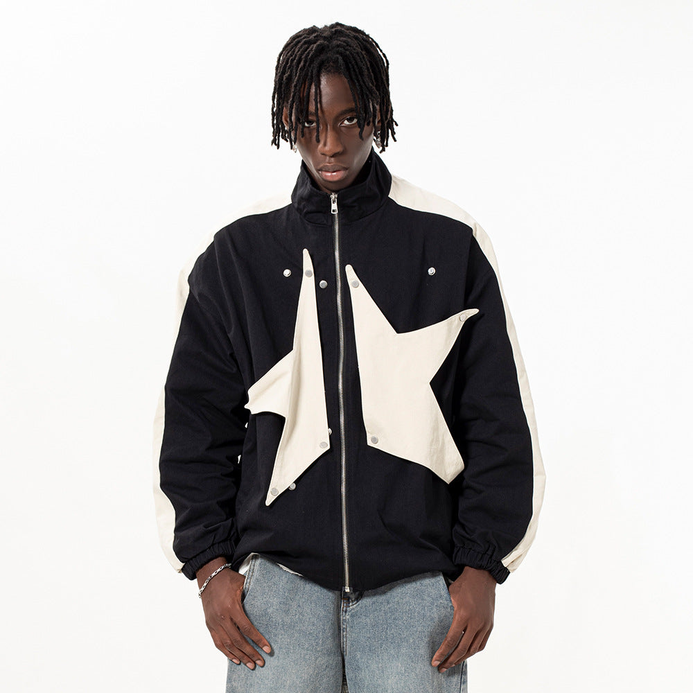 Halloy™ Star Stand Collar Zipper Coat