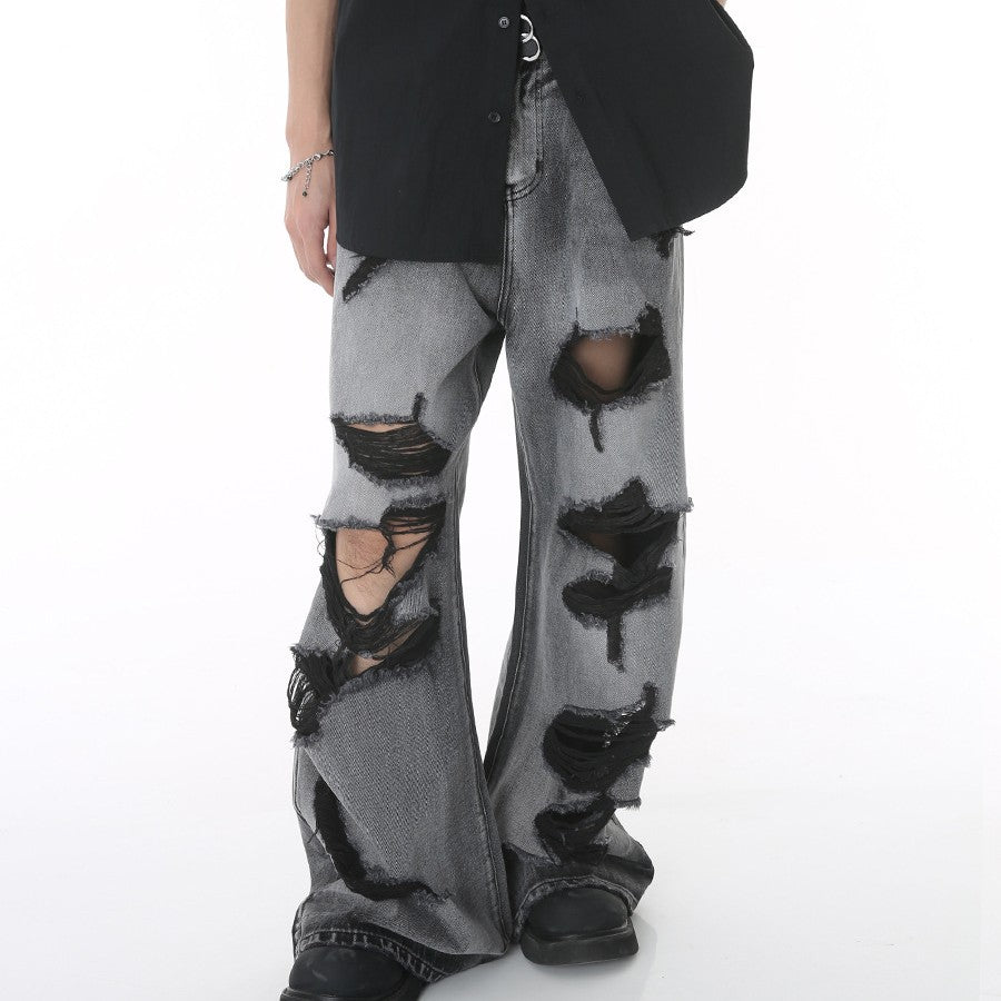 Halloy™ Ripped Mopping Denim Trousers