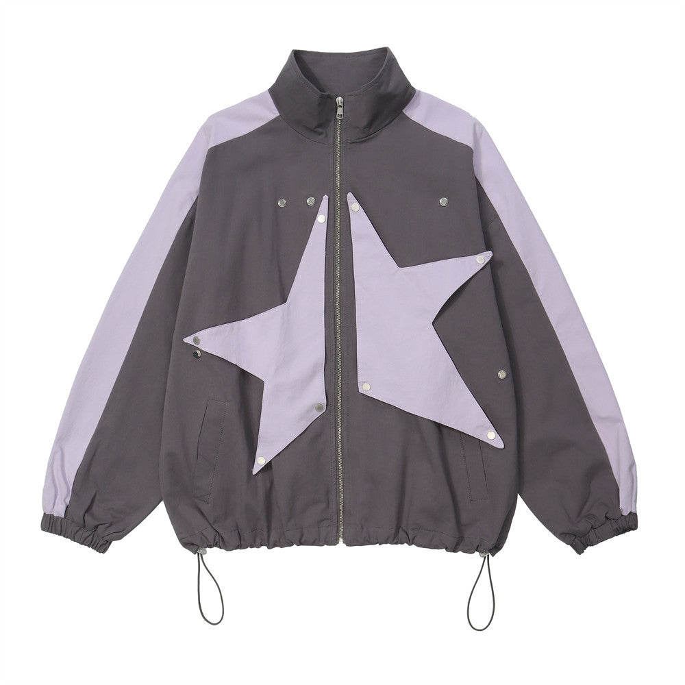 Halloy™ Star Stand Collar Zipper Coat