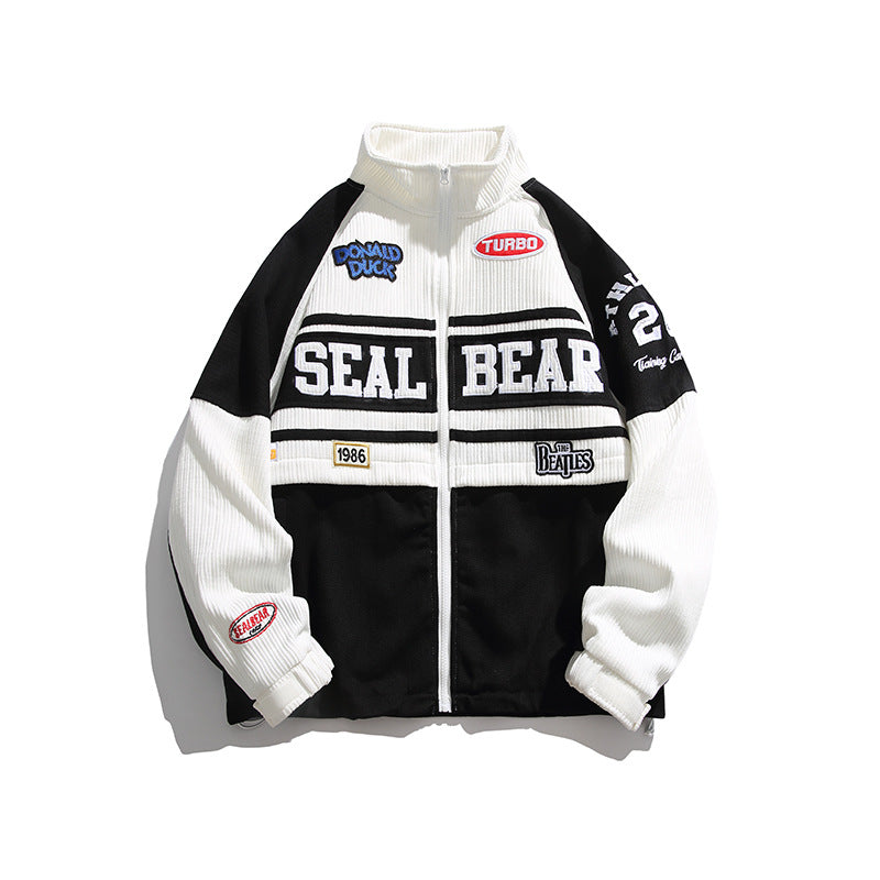 Halloy™ Contrast SEAL BEAR Embroidered Jacket