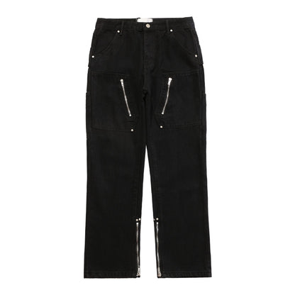 Halloy™ American High Street Zipper Design Split Jeans