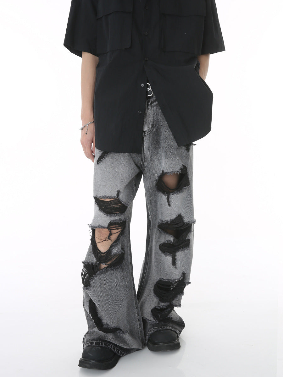 Halloy™ Ripped Mopping Denim Trousers